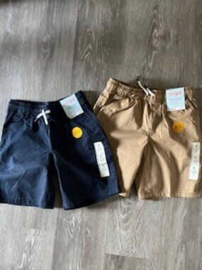 🧡3/15 NWT Cat & Jack Pull-On Shorts Bundle x 2 Tan and Navy Boys M 8